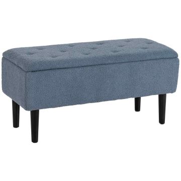 Мягкий пуф с ящиком для хранения Homcom 95x38x45см, синий/черный