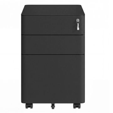 Mobiilne kontorikonteiner SONGMICS, 3 sahtlit, 4 ratast, Must, 50 × 59 × 39 cm