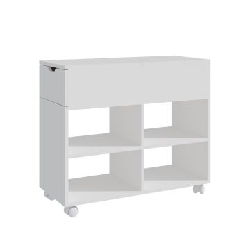Mobiilne dokumendikapp Relaxdays 10052414_49, 4 ratast, 2 pidurit, valge, 70 × 61 × 30 cm