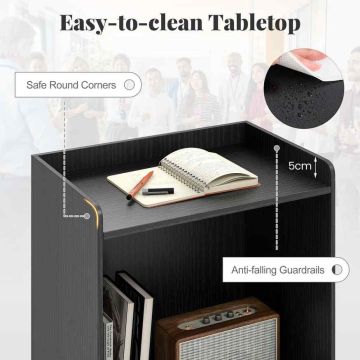 Mobile Stand, 2 Shelves, Black, 57.15 × 104.14 × 36.83 cm