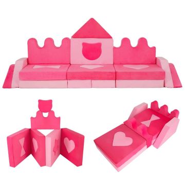 Modulaarne laste mängudiivan, 14 osa, 251 × 66 × 96 cm