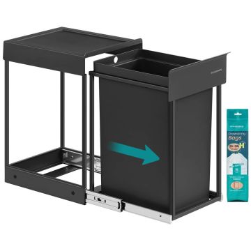 SONGMICS under-counter trash can, 20 l, Black, 34.7 × 25.7 × 43.4 cm
