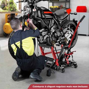 Motorcycle lift, 3 lifting levels, Red, 106 × 36 × 74–91 cm