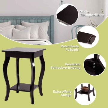 Bedside tables, 2 pcs., 2 shelves, Brown, 40 × 40 × 60 cm