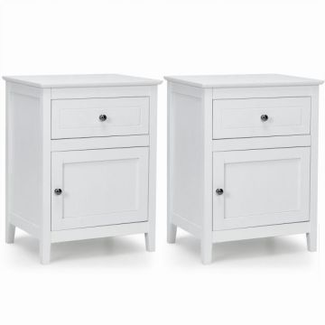 Bedside tables, 2 pcs, White, 48 × 38 × 63.5 cm