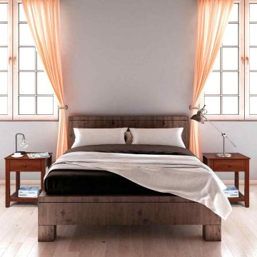 Bedside tables, 2 pcs., 1 drawer and 2 shelves, Brown, 50.8 × 62.23 × 43.18 cm