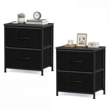 Bedside tables, 2 pcs., 2 drawers each, Black, 45 × 30 × 51.5 cm