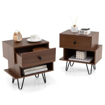 Bedside tables, 2 pcs. with drawers, 44 × 47 × 29 cm