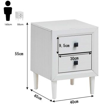 Bedside table, 2 drawers, 41.91 × 54.61 × 41.91 cm
