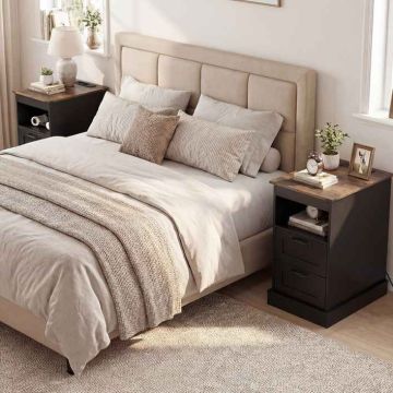 Bedside table, 2 drawers, 60 × 62 × 35.5 cm