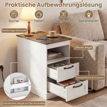 Bedside table, 2 drawers, 60 × 62 × 35.5 cm