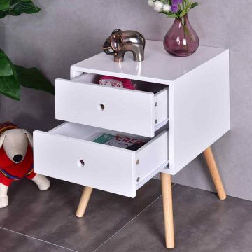 Bedside table, 2 drawers, White, 39.88 × 59.94 × 39.88 cm