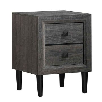 Bedside table, 2 drawers, Grey, 41.91 × 54.61 × 41.91 cm