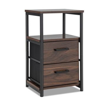 Bedside table, 2 drawers, brown/black, 33.02 × 58.42 × 30.48 cm