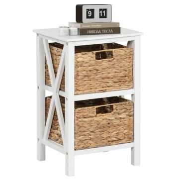 Bedside table, 3 tiers, 2 baskets, 36 × 57 × 30 cm