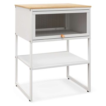 Bedside table, 3-tier, White, 40.64 × 55.88 × 31.75 cm