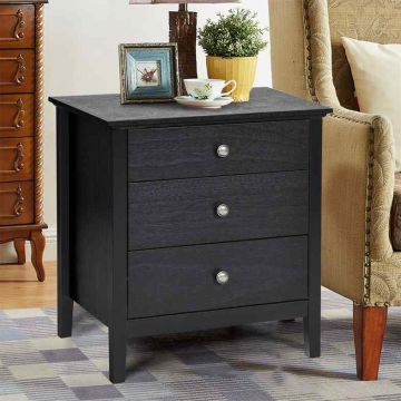 Bedside table, 3 drawers, 24 × 18 × 26 inches
