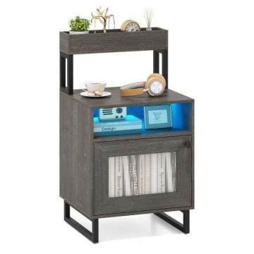 Bedside table, 4-tier, Grey, 45 × 80 × 40 cm