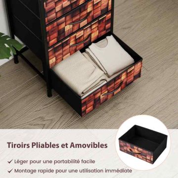 Bedside table, 4 drawers, 40 × 83 × 29 cm
