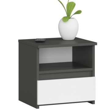 Прикроватная тумба AKORD Furniture Factory CL1, 1 ящик, Серая/белая, 40 × 40 × 35 см