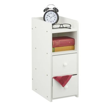 Öökapp Relaxdays, 2 sahtlit, 1 tk, Valge, 22,5 × 55 × 34 cm