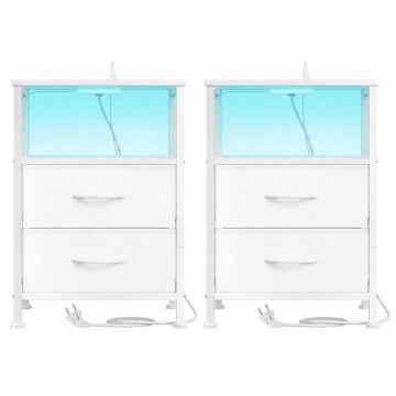 Öökapp SONGMICS, 2 sahtlit ja avatud lahter, Valge, 39,6 × 60,4 × 30 cm