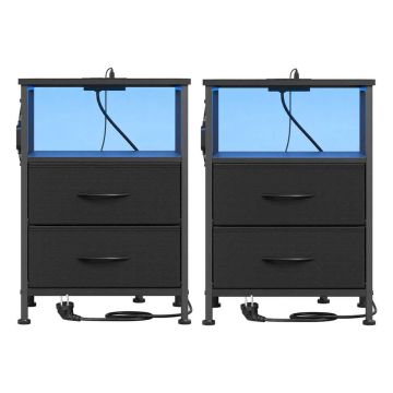 Öökapp SONGMICS, 2 sahtlit ja avatud lahter, Must, 39,6 × 60,4 × 30 cm