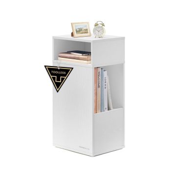 Öökapp SONGMICS HOME LET911WE01, 2 avatud riiulit ja 1 sahtel, Valge, 30 × 59,4 × 25 cm