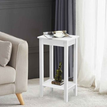 Bedside table, With open shelf, White, 40 × 30 × 73.5 cm