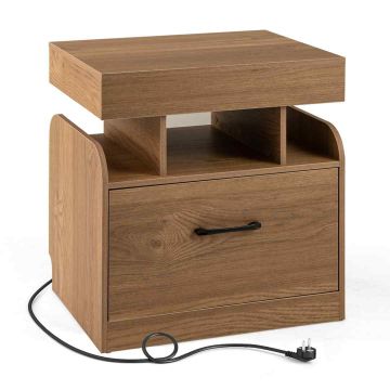 Bedside table, With charging station and drawer, 50 × 40 × 55 cm