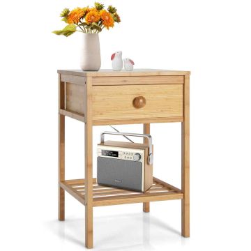 Bedside table, With drawer and open shelf, 40 × 61 × 40 cm