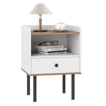Bedside table, with drawer and open shelf, 41 × 35 × 56 cm