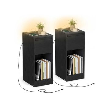 Öökapp VASAGLE, 1 sahtel, LED, USB-A ja USB-C, Must, 25 × 59,5 × 30 cm