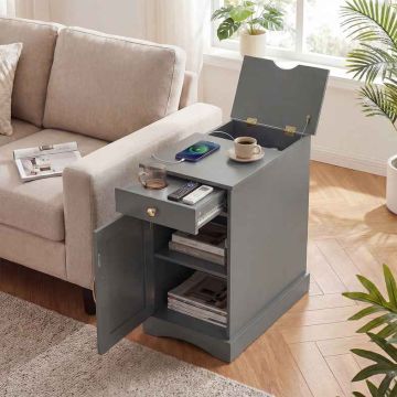 Set of 2 bedside tables, Grey, 60 × 62 × 35 cm