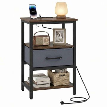 Set of 2 bedside tables, Brown, 40 × 61 × 30 cm
