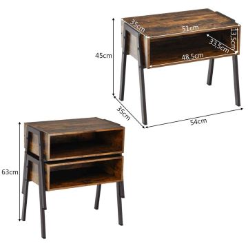Set of 2 bedside tables, 53.34 × 45.72 × 35.56 cm