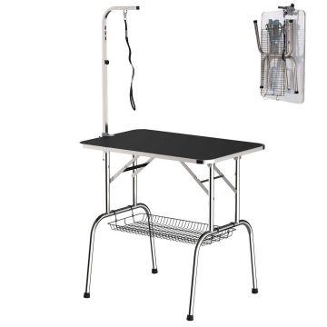 Lemmikloomade hoolduslaud PawHut 90x60x175cm, hõbedane/must