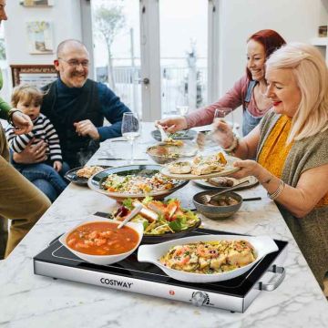 Stainless steel electric food warmer, 56 x 36 cm, 300 W, 50-120 °C
