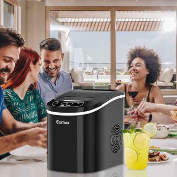 Portable ice cube maker, Black, 25 × 36 × 33 cm