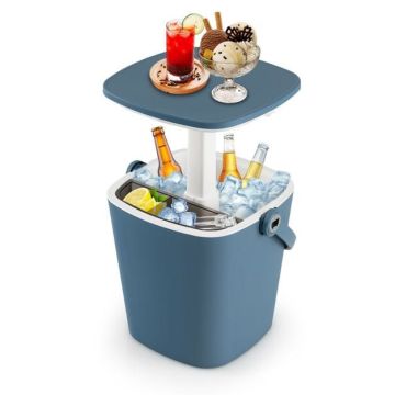 Portable Cooler Table, 3 in 1, 4 Gallon, Blue, 35.56 × 36.83 × 34.29 cm