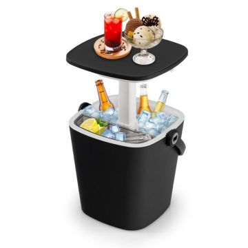 Portable Cooler Table, 4 Gallon, Black, 35.56 × 36.83 × 34.29 cm
