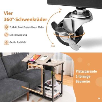 Laptop table, 2-tier shelf, 80 × 40 × 63.5–94 cm