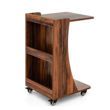 Laptop table, C-shaped, with casters, Brown, 42.5 × 67 × 38 cm