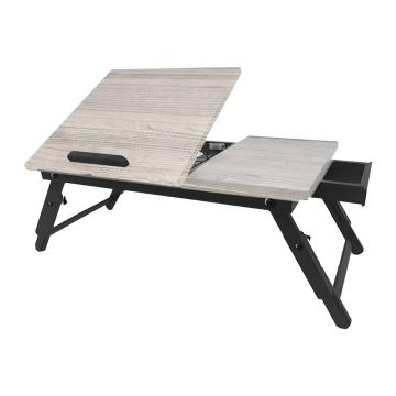 Sülearvutilaud Relaxdays 10052268_1507, 5 asendit, sahtliga, Must/hall, 70 × 19,5 × 35 cm