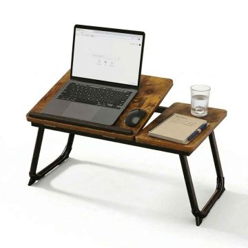 Sülearvutilaud Relaxdays, 5 aluse asendit, pruun/must, 56 × 23,5 × 33 cm