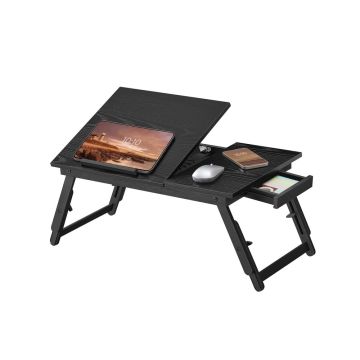 SONGMICS LLD105B01 laptop table, height-adjustable, foldable, black, 55.5 × 22.5–32 × 34.9 cm