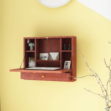 Laptop table, foldable, with drawer, Brown, 59.69 × 50.8 × 50.8 cm