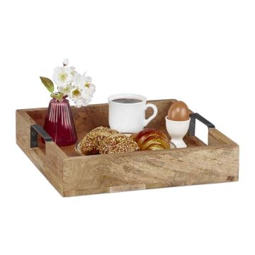 Serveerialus Relaxdays, 2 käepidet, Pruun/must, 35 × 7,5 × 35 cm
