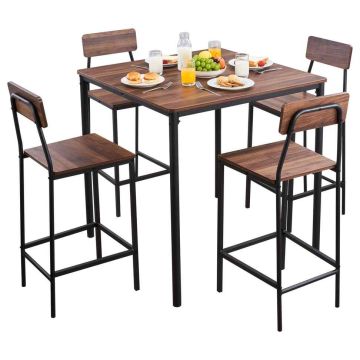 Söögikomplekt VEVOR BTZ-GW-002, 1 laud ja 4 tooli, 90 × 91 × 90 cm