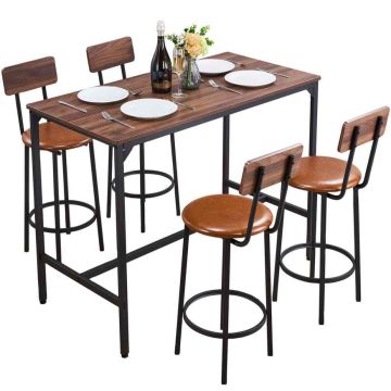 Söögikomplekt VEVOR BTZ-GW-001, 1 laud ja 4 tooli, 120 × 91,5 × 60 cm